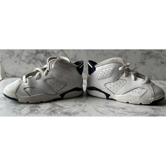 Nike Air Jordan 6 Retro TD Midnight Navy White 384667-141‎ Toddler 10c Sneakers - Picture 3 of 10